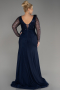 Robe de Soirée Grande Taille Longue Bleu Marine ABU3284