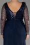 Robe de Soirée Grande Taille Longue Bleu Marine ABU3284