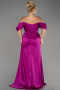 Robe De Fiançailles Grande Taille Satin Longue Violet ABU3655