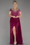 Robe De Soirée Grande Taille Longue Satin Prune ABU4053