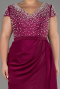 Robe De Soirée Grande Taille Longue Satin Prune ABU4053