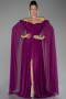 Robe De Soirée Mousseline Longue Violet ABU3462