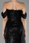 Robe de Soirée Longue Squameuse Noir ABU4085