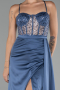 Robe de Soirée Longue Satin Indigo ABU4090