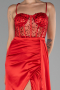 Robe de Soirée Longue Satin Rouge ABU4090