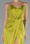 Robe de Soirée Longue Satin Pistache vert ABU4071