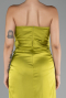 Robe de Soirée Longue Satin Pistache vert ABU4071