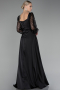 Robe de Soirée Longue Satin Noir ABU4121