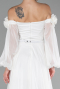 Robe de Soirée Longue Mousseline Blanc ABU4130