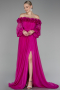 Robe de Soirée Longue Mousseline Fushia ABU4130