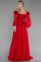Robe de Soirée Longue Mousseline Rouge ABU4130