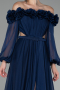 Robe de Soirée Longue Mousseline Bleu Marine ABU4130