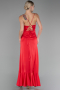 Robe de Soirée Devant Court Dos Long Satin Rouge ABO135