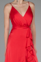 Robe de Soirée Devant Court Dos Long Satin Rouge ABO135