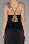 Robe de Soirée Devant Court Dos Long Satin Noir ABO135