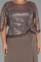 Robe de Soirée Grande Taille Longue Mousseline Cappuccino ABU4075