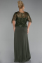 Robe de Soirée Grande Taille Longue Mousseline Kaki ABU4075