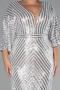 Robe de Soirée Grande Taille Longue Beige ABU900