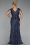 Robe De Soirée Grande Taille Longue Bleu Marine ABU4146