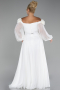Robe de Soirée Grande Taille Longue Mousseline Blanc ABU4131