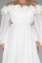 Robe de Soirée Grande Taille Longue Mousseline Blanc ABU4131