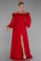 Robe de Soirée Grande Taille Longue Mousseline Rouge ABU4131