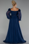 Robe de Soirée Grande Taille Longue Mousseline Bleu Marine ABU4131