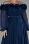 Robe de Soirée Grande Taille Longue Mousseline Bleu Marine ABU4131