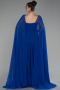 Robe de Soirée Longue Mousseline Bleu Saxe ABU4158