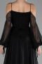 Robe de Soirée Longue Mousseline Noir ABU4165