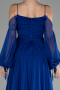 Robe de Soirée Longue Mousseline Bleu Saxe ABU4165