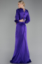 Robe de Soirée Longue Satin Violet ABU4177