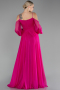 Robe de Soirée Longue Mousseline Fushia ABU4165