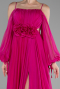 Robe de Soirée Longue Mousseline Fushia ABU4165