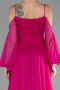 Robe de Soirée Longue Mousseline Fushia ABU4165