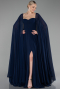 Robe de Soirée Longue Mousseline Bleu Marine ABU4158