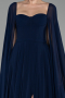 Robe de Soirée Longue Mousseline Bleu Marine ABU4158