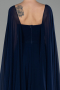Robe de Soirée Longue Mousseline Bleu Marine ABU4158