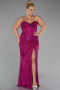 Robe Grande Taille Squameuse Longue Fushia ABU3322