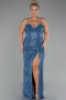 Robe Grande Taille Squameuse Longue Indigo ABU3322