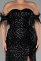 Robe de Soirée Grande Taille Longue Noir ABU4149