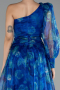 Robe de Soirée Longue Bleu Saxe ABU4206