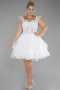 Robe De Fiançailles Grande Taille Courte Blanc ABK2087