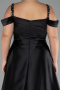 Robe De Fiançailles Grande Taille Longue Satin Noir ABU4207