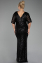 Robe de Soirée Grande Taille Longue Noir ABU2309