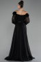 Robe De Soirée Mousseline Longue Noir ABU4130
