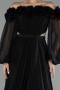 Robe De Soirée Mousseline Longue Noir ABU4130