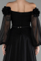 Robe De Soirée Mousseline Longue Noir ABU4130