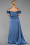 Robe de Soirée Grande Taille Longue Satin Indigo ABU1626