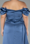 Robe de Soirée Grande Taille Longue Satin Indigo ABU1626